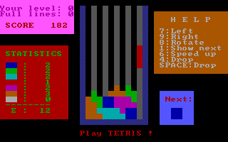 Early Tetris prototype for the IBM-PC